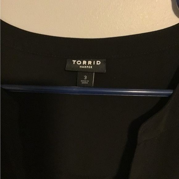 Torrid Womens 3X Black Harper Georgette Pullover 3/4 Sleeve Blouse Pockets - Picture 8 of 8